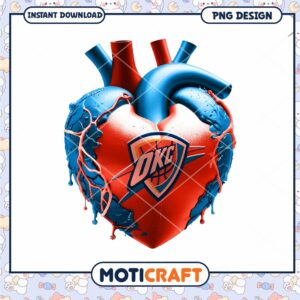 OKC Thunder Heart PNG Design for Instant Download Art