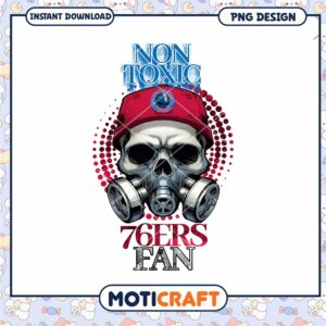 Non Toxic 76ers Fan Skull PNG Graphic for Instant Download