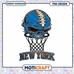 New York Skull Basketball PNG Design Instant Download Art
