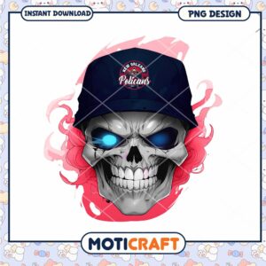 New Orleans Pelicans Skull Hat PNG Design Instant Download