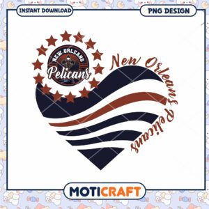 New Orleans Pelicans Heart Design PNG Instant Download
