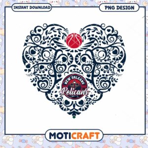 New Orleans Pelicans Heart PNG Design Instant Download Art New Orleans Pelicans Heart PNG Design Instant Download Art