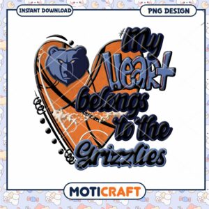 My Heart Belongs to the Grizzlies Basketball PNG Design My Heart Belongs to the Grizzlies Basketball PNG Design