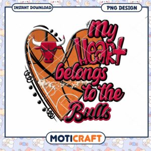 My Heart Belongs to the Bulls Basketball PNG Design Download