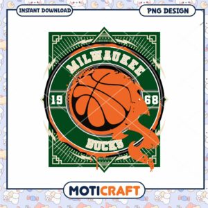 Milwaukee Bucks Vintage Basketball Logo PNG Design Download