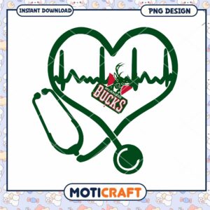 Milwaukee Bucks Heartbeat Stethoscope PNG Design Download Milwaukee Bucks Heartbeat Stethoscope PNG Design Download