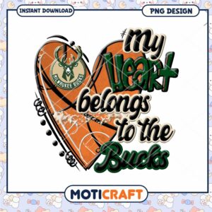 Milwaukee Bucks Heart Design for Sports Fans Instant PNG Download