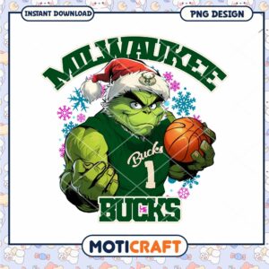 Milwaukee Bucks Grinch Basketball PNG Holiday Design