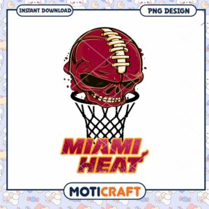 Miami Heat Skull PNG Design