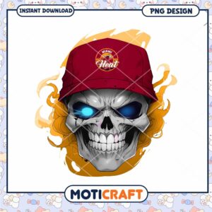 Miami Heat Skull Design PNG Instant Download for Fans