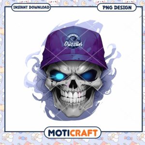 Memphis Grizzlies Skull PNG Design Instant Download Art