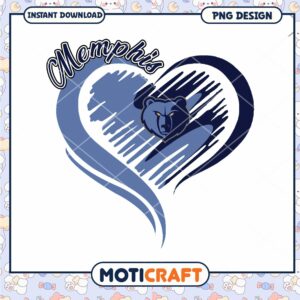 Memphis Grizzlies Heart PNG Design