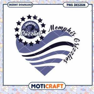 Memphis Grizzlies Heart Design PNG Instant Download Decor