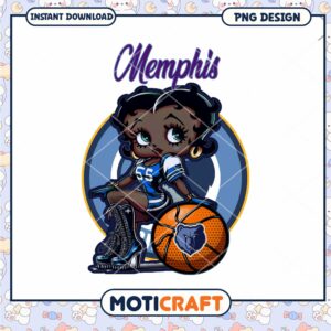 Memphis Basketball PNG Design Cute Character Instant Download