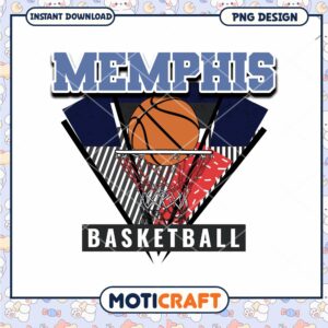 Memphis Basketball PNG Design Instant Download