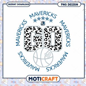 Mavericks Go PNG Design with Leopard Print Basketball Theme