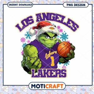 Los Angeles Lakers Grinch PNG Holiday Design Download