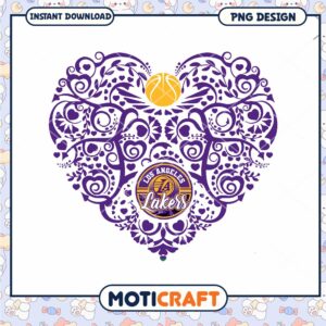 Los Angeles Lakers Heart Design PNG Instant Download Art