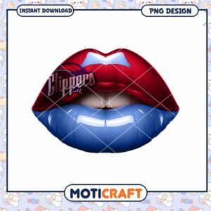 Los Angeles Clippers Lips PNG Design for Instant Download