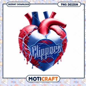 Los Angeles Clippers Heart PNG Design for Instant Download