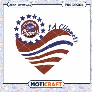 Los Angeles Clippers Heart Design PNG Instant Download Art