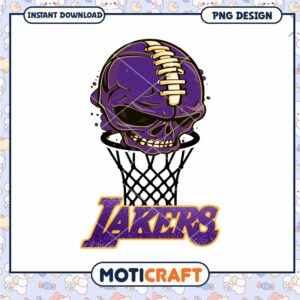 Lakers Skull Basketball PNG Design
