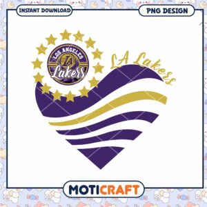 LA Lakers Heart Design PNG Instant Download for Fans