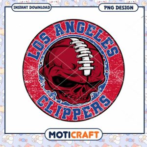 LA Clippers Skull Football PNG Design