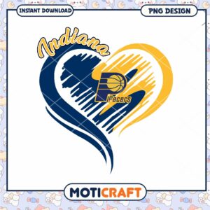 Indiana Pacers Heart Logo PNG Design Instant Download Art