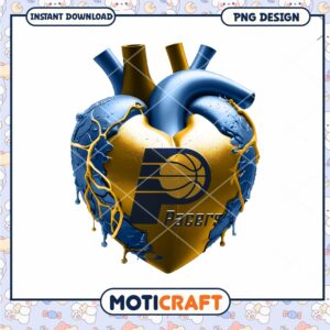 Indiana Pacers Heart Logo PNG Instant Download Design