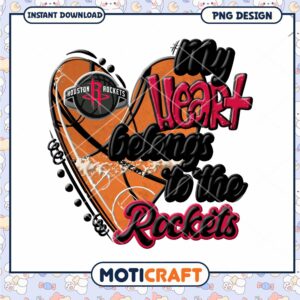 Houston Rockets Heart PNG Sublimation