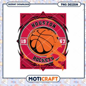 Houston Rockets Basketball Vintage Design PNG Downloadable Art