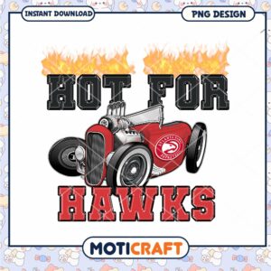 Hot for Hawks Cartoon Car PNG Design Instant Download