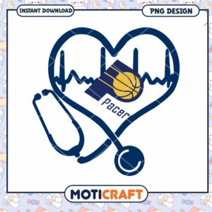 Heartbeat Stethoscope with Indiana Pacers Logo PNG Design