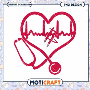 Heartbeat and Stethoscope PNG Design for Instant Download