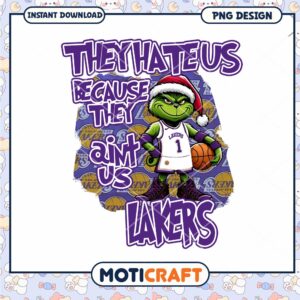 Grinch Lakers Christmas PNG Design