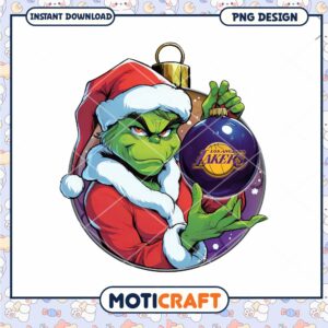 Grinch Lakers Christmas Ornament PNG
