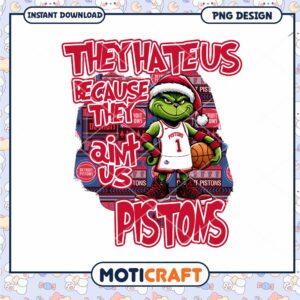Grinch Inspired Detroit Pistons Basketball PNG Design Art