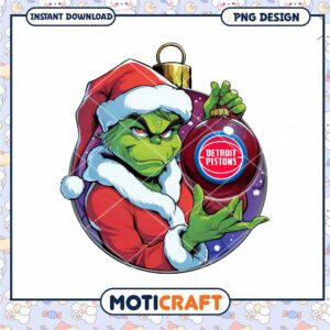 Grinch Detroit Pistons Christmas Ornament PNG Download