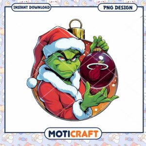 Grinch Christmas Ornament PNG Downloadable Design File