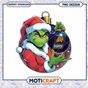 Grinch Christmas Ornament PNG Design for Phoenix Suns Fans