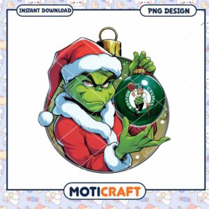 Grinch Christmas Ornament PNG Design Boston Celtics Fan Art