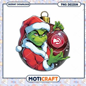 Grinch Atlanta Hawks Christmas Ornament PNG