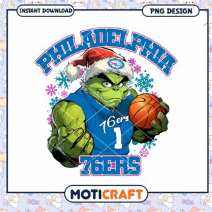 Grinch 76ers Christmas PNG Sublimation