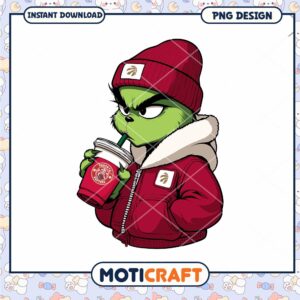 Green Grinch Character PNG Design for Instant Download Art