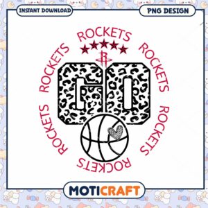 Go Rockets Basketball PNG Download with Leopard Print Design