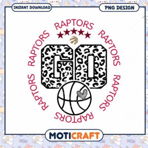 Go Raptors PNG Design with Basketball and Leopard Print