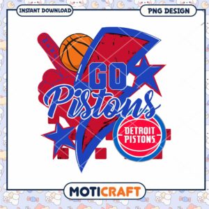 Go Pistons Detroit Basketball PNG Design Instant Download