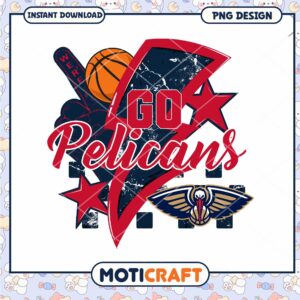 Go Pelicans Basketball Fan Art PNG Digital Download Design