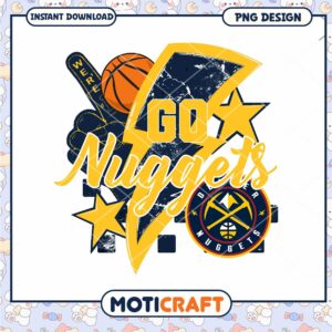 Go Nuggets Basketball PNG Design Instant Download Art